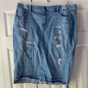 Lane Bryant Distressed Denim Skirt